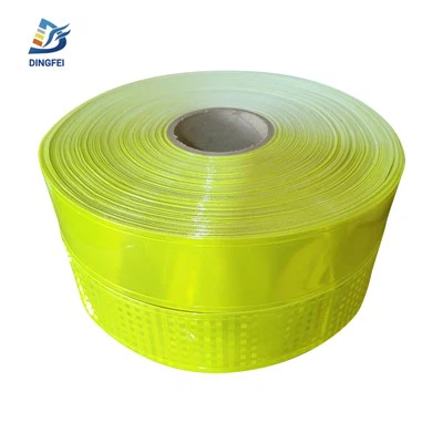 شريط عاكس من مادة البولي فينيل كلوريد باللون الأصفر الفلوري بعرض 6 سم للملابس